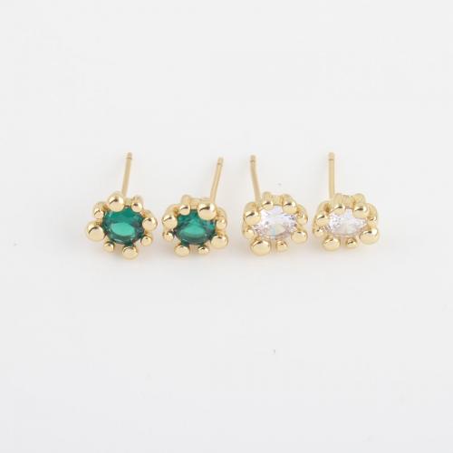 Cubic Zirconia Micro Pave Brass Earring, Flower, gold color plated, micro pave cubic zirconia & for woman, more colors for choice, nickel, lead & cadmium free, 15.60x7.80mm, Sold By Pair