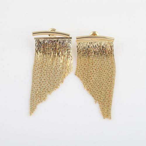 Mode-Fringe-Ohrringe, Messing, goldfarben plattiert, für Frau, frei von Nickel, Blei & Kadmium, 46.50x20x13.80mm, verkauft von Paar