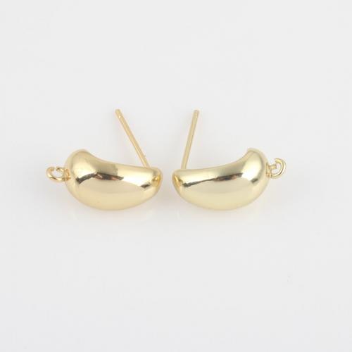 Brass Earring Drop Component Quarter Tila gold color plated DIY & for woman nickel lead & cadmium free Sold By Pair