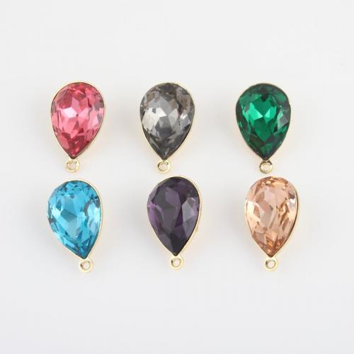 Brass Jewelry Pendants, with Glass Rhinestone, Teardrop, gold color plated, DIY, more colors for choice, nickel, lead & cadmium free, 17.10x10.40x7.10mm, Sold By PC