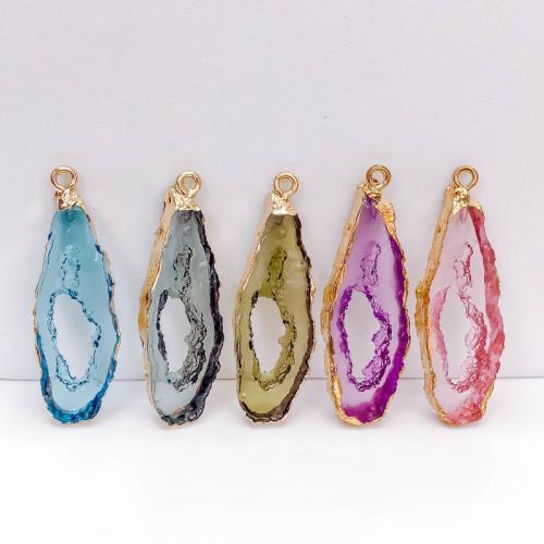 Resin Pendant, irregular, gold color plated, DIY, more colors for choice, 39x13mm, Sold By PC
