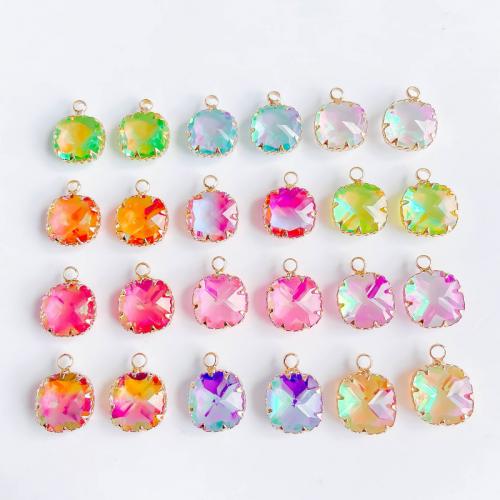 Cubic Zirconia Brass Pendants, with Cubic Zirconia, Candy, gold color plated, DIY, more colors for choice, nickel, lead & cadmium free, 17x13x6mm, Sold By PC