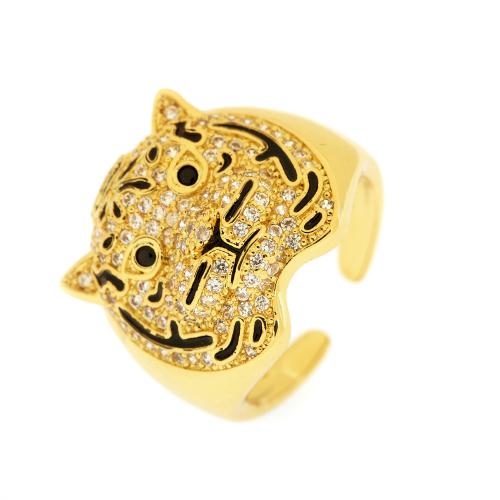 Cubic Zirconia Micro Pave Brass Ring with enamel 18K gold plated fashion jewelry & micro pave cubic zirconia & for woman nickel lead & cadmium free Minimum inside mm Sold By PC