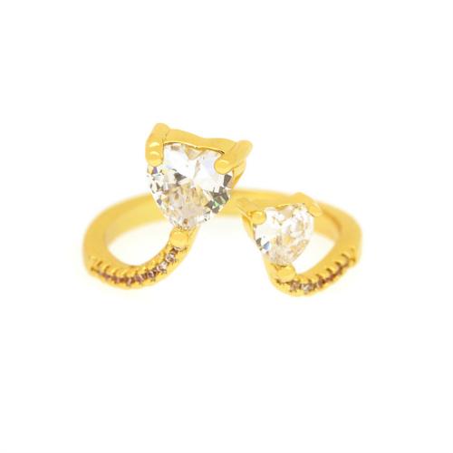 Krychlový Circonia Micro vydláždit mosazný prsten, Mosaz, barva pozlacený, módní šperky & micro vydláždit kubické zirkony & pro ženy, nikl, olovo a kadmium zdarma, Minimum inner diameter:18mm, Prodáno By PC