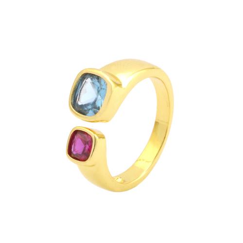 Krychlový Circonia Micro vydláždit mosazný prsten, Mosaz, barva pozlacený, módní šperky & různé styly pro výběr & micro vydláždit kubické zirkony & pro ženy, nikl, olovo a kadmium zdarma, Prodáno By PC