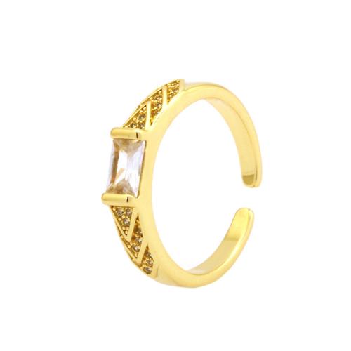 Krychlový Circonia Micro vydláždit mosazný prsten, Mosaz, barva pozlacený, módní šperky & různé styly pro výběr & micro vydláždit kubické zirkony & pro ženy, nikl, olovo a kadmium zdarma, Minimum inner diameter:18mm, Prodáno By PC