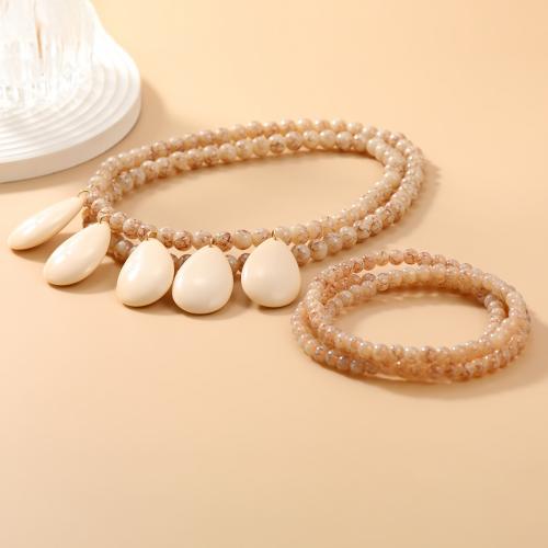 Resin Necklace plated 2 pieces & fashion jewelry & for woman Length Approx 73 cm Sold By Set
