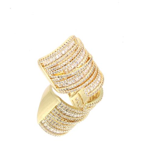 Krychlový Circonia Micro vydláždit mosazný prsten, Mosaz, barva pozlacený, módní šperky & micro vydláždit kubické zirkony & pro ženy, nikl, olovo a kadmium zdarma, Minimum inner diameter:17mm, Prodáno By PC