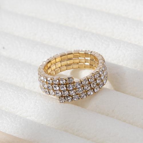 metal anillo, chapado, para mujer & con diamantes de imitación, más colores para la opción, tamaño:7, Vendido por UD