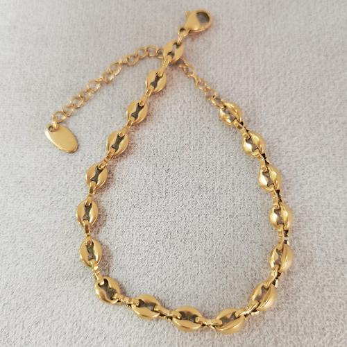 Acier inoxydable 304 bracelet, avec 1.2inch chaînes de rallonge, Motif géométrique, Placage de couleur d'or, bijoux de mode & pour femme, Longueur:Environ 6.3 pouce, Vendu par PC