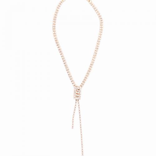 Strass Halskette, mit Messing, Geometrisches Muster, plattiert, Modeschmuck & für Frau, keine, Länge ca. 16-20 ZollInch, verkauft von PC