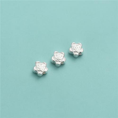 925 Sterling Silver Beads, Rose, DIY, silver color, 5.50x3mm, Hole:Approx 1.5mm, Sold By PC
