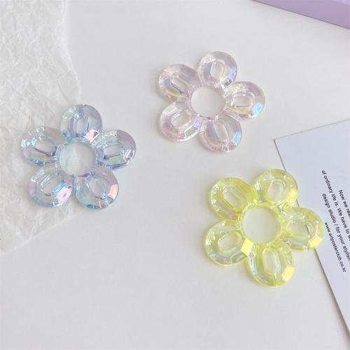 Plated Acrylic Beads, Flower, UV plating, DIY, more colors for choice, 46mm, 50PCs/Bag, Sold By Bag
