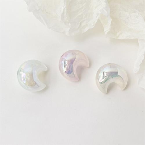 Plated Acrylic Beads, Moon, UV plating, DIY, more colors for choice, 22.50mm, 100PCs/Bag, Sold By Bag