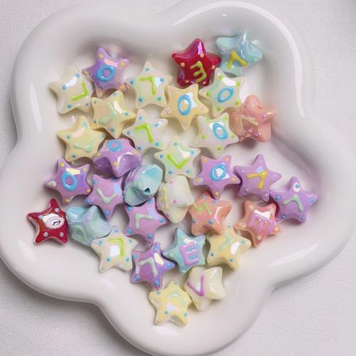 Akril nakit Beads, Zvijezda, možete DIY, više boja za izbor, 22mm, 5računala/Torba, Prodano By Torba