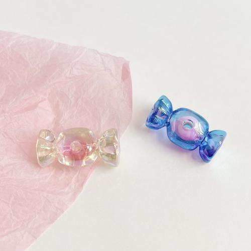 Plated Acrylic Beads, Candy, UV plating, DIY, more colors for choice, 30.50x15mm, 100PCs/Bag, Sold By Bag