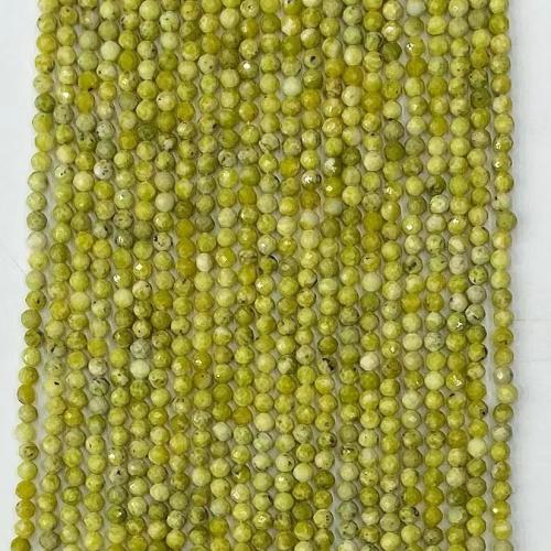 Gemstone Jewelry Beads, Grass Yellow Turquoise, Round, DIY & different size for choice & faceted, green, Sold Per Approx 38-39 cm Strand