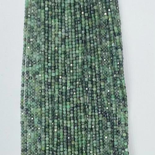 Gemstone Jewelry Beads, Emerald, Square, DIY & faceted, green, 2.50x2.50mm, Sold Per Approx 38-39 cm Strand