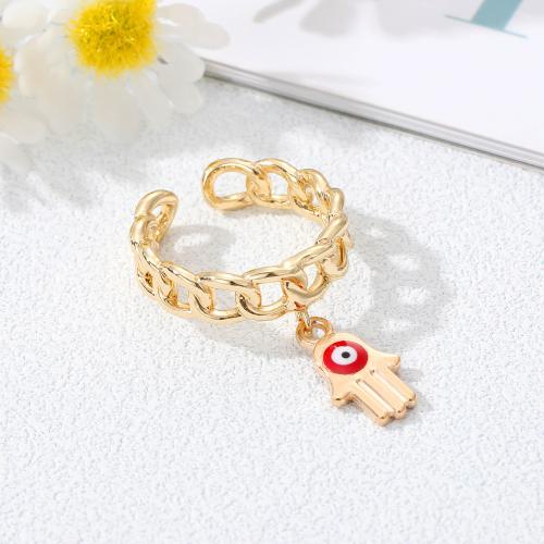 Evil Eye Jewelry Finger Ring Zinc Alloy with Resin gold color plated fashion jewelry & for woman nickel lead & cadmium free Sold By PC