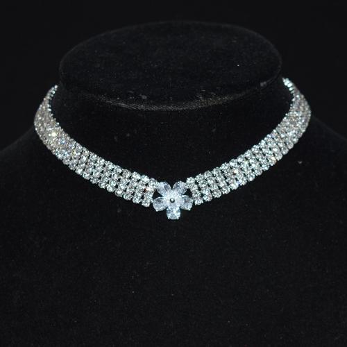 Cubic Zircon Micro Pave Brass Necklace, with 5.9inch extender chain, silver color plated, micro pave cubic zirconia & for woman & with rhinestone, silver color, nickel, lead & cadmium free, Sold Per Approx 11.03 Inch Strand