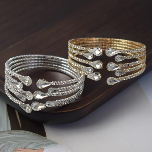 Iron Bracelet plated fashion jewelry & for woman & with rhinestone nickel lead & cadmium free width 29mm Inner Approx 58mm Sold By PC