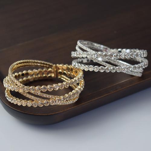 Fer Bracelets, Placage, bijoux de mode & pour femme & avec strass, plus de couleurs à choisir, protéger l'environnement, sans nickel, plomb et cadmium, width 21mm, Vendu par PC