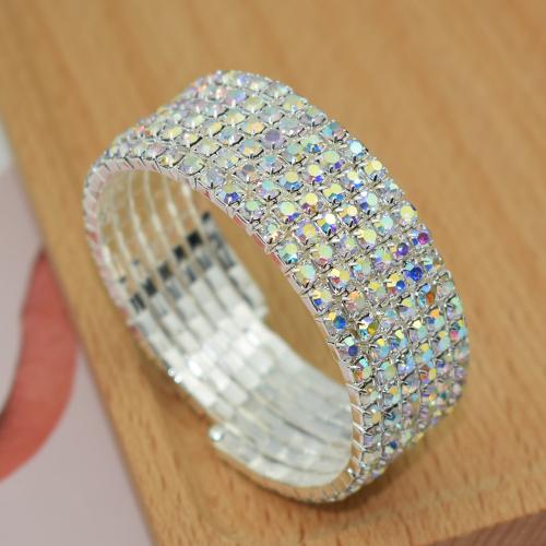 Iron Bracelet silver color plated multilayer & for woman & with rhinestone nickel lead & cadmium free Sold By PC