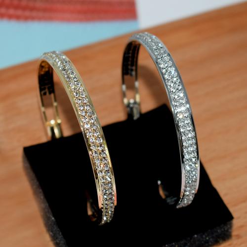 Iron Bracelet, plated, fashion jewelry & for woman & with rhinestone, more colors for choice, nickel, lead & cadmium free, width 7mm, Inner Diameter:Approx 65mm, Sold By PC
