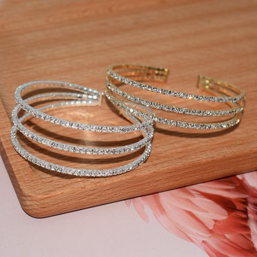 Iron Bracelet, plated, fashion jewelry & for woman & with rhinestone, more colors for choice, nickel, lead & cadmium free, width 13mm, Sold By PC