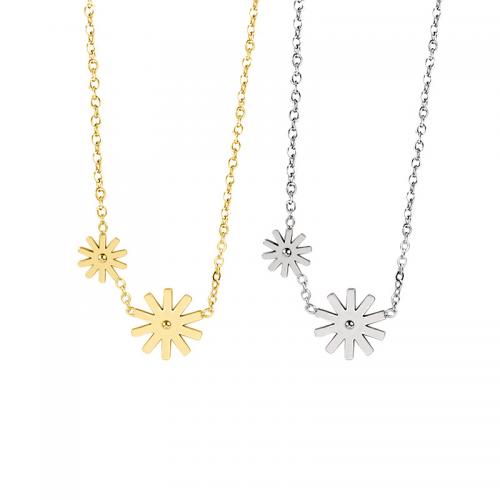 Stainless Steel Jewelry Necklace, 304 Stainless Steel, with 1.97inch extender chain, Daisy, polished, fashion jewelry & for woman, more colors for choice, Length:Approx 17.72 Inch, Sold By PC