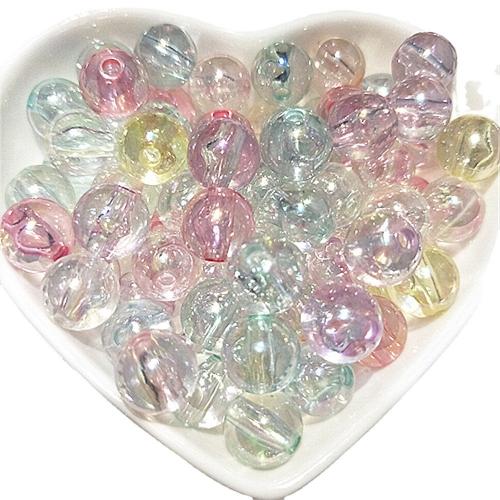 Transparent Acrylic Beads Round DIY & no hole mixed colors Sold By Bag