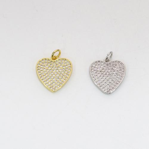 Cubic Zirconia Micro Pave Brass Pendant Heart plated DIY & micro pave cubic zirconia nickel lead & cadmium free Sold By PC