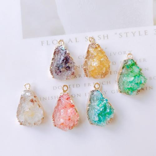 Resin Pendant, with Brass, irregular, gold color plated, DIY, more colors for choice, nickel, lead & cadmium free, 26x16mm, Approx 10PCs/Bag, Sold By Bag