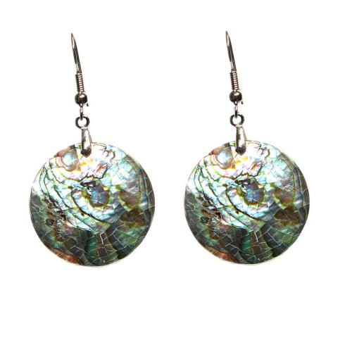 Shell Earrings Abalone Shell with Zinc Alloy Round gold color plated for woman mixed colors Sold By Pair