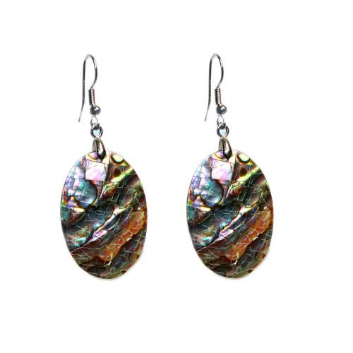 Shell Earrings Abalone Shell with Zinc Alloy Quarter Tila gold color plated for woman mixed colors Sold By Pair