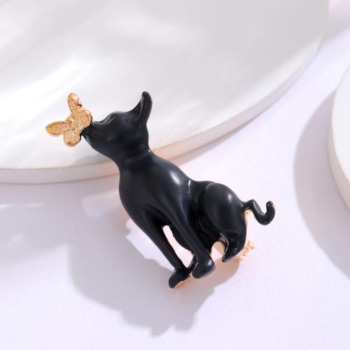 Tibetan Style Brooches, Dog, plated, fashion jewelry & enamel, black, nickel, lead & cadmium free, 33x40mm, Sold By PC
