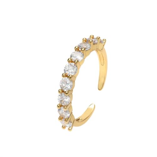 Cubic Zirconia Micro Pave Brass Ring gold color plated & micro pave cubic zirconia & for woman nickel lead & cadmium free Minimum inner mm Sold By PC