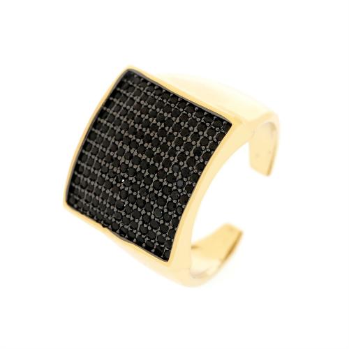Cubic Zirconia Micro Pave Brass Ring Square 18K gold plated fashion jewelry & micro pave cubic zirconia & for woman nickel lead & cadmium free Minimum inner mm Sold By PC