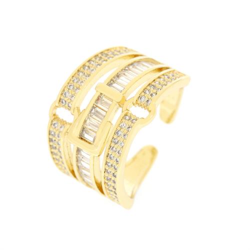 Krychlový Circonia Micro vydláždit mosazný prsten, Mosaz, barva pozlacený, módní šperky & unisex & micro vydláždit kubické zirkony, více barev na výběr, nikl, olovo a kadmium zdarma, Minimum inner diameter:18mm, Prodáno By PC