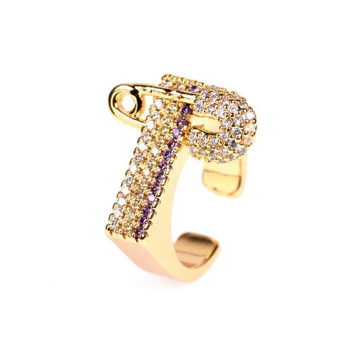 Cubic Zirconia Micro Pave Brass Ring, 18K gold plated, fashion jewelry & micro pave cubic zirconia & for woman, more colors for choice, nickel, lead & cadmium free, Sold By PC