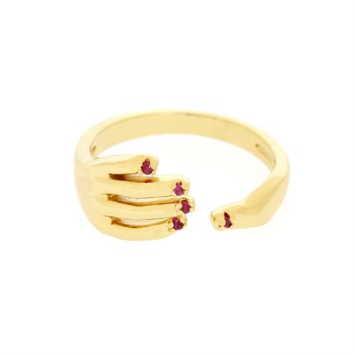 Krychlový Circonia Micro vydláždit mosazný prsten, Mosaz, barva pozlacený, módní šperky & micro vydláždit kubické zirkony & pro ženy, více barev na výběr, nikl, olovo a kadmium zdarma, Minimum inner diameter:18mm, Prodáno By PC