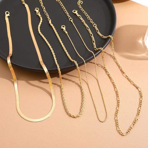 Zinc Alloy smykker halskæde, guldfarve belagt, 4 stykker & mode smykker & forskellige stilarter for valg & for kvinde, nikkel, bly & cadmium fri, Solgt af sæt