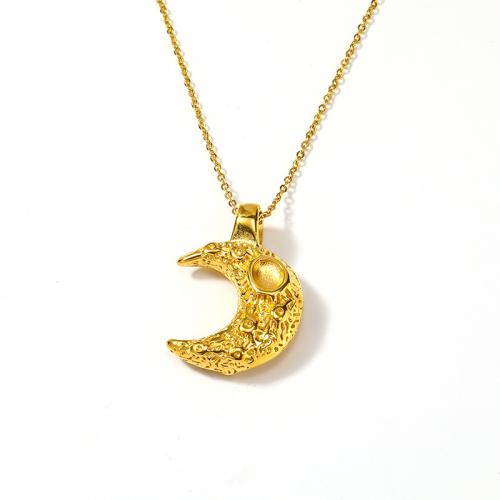 Titanium Steel Necklace with 5CM extender chain Moon Vacuum Ion Plating for woman golden Length Approx 45 cm Sold By PC
