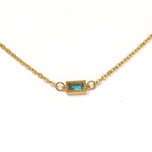 Titanstahl Halskette, mit Verlängerungskettchen von 5CM, Micro pave Zirkonia & für Frau, keine, Länge:ca. 45 cm, verkauft von PC