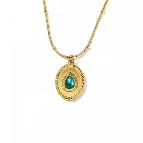 Titanstahl Halskette, mit Verlängerungskettchen von 5CM, Micro pave Zirkonia & für Frau, goldfarben, Länge:ca. 45 cm, verkauft von PC