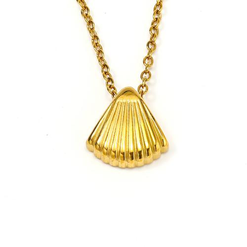 Titanium Steel Necklace, with 5CM extender chain, Shell, Vacuum Ion Plating, for woman, golden, Length:Approx 45 cm, Sold By PC