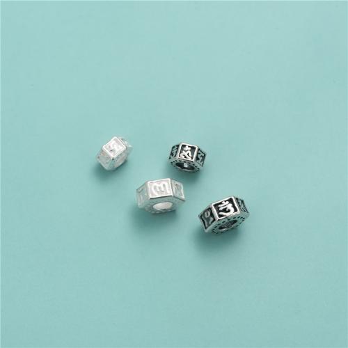 925 Sterling Silver Beads, Hexagon, DIY & different size for choice, more colors for choice, Hole:Approx 3.1mm, Sold By PC
