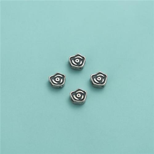 925 Sterling Silver Beads, Rose, vintage & DIY, 6x3.20mm, Hole:Approx 1.5mm, Sold By PC