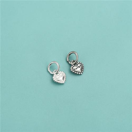 925 Sterling Silver Pendant, Heart, DIY & with letter pattern, more colors for choice, 6.30mm, Hole:Approx 3.7mm, Sold By PC