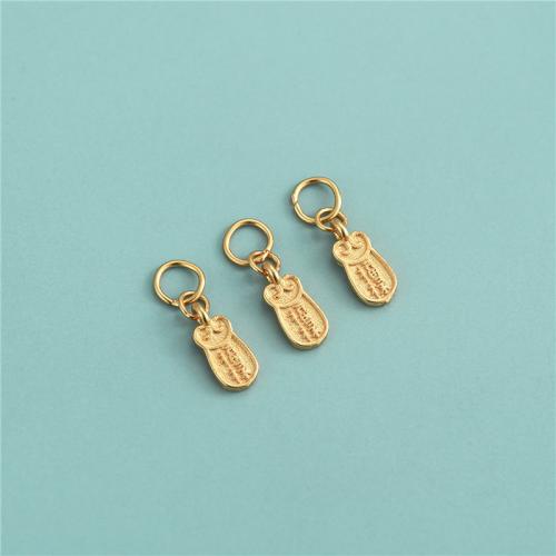 925 Sterling Silver Pendant, matte gold color plated, DIY, 4x9mm, Hole:Approx 3.5mm, Sold By PC